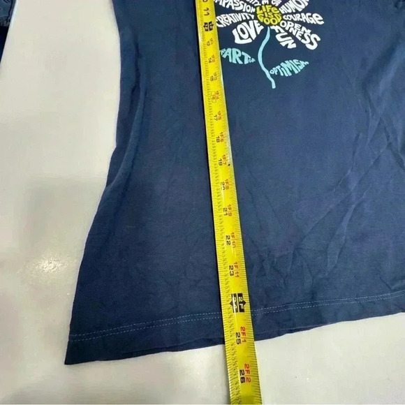 Life is Good V Neck Crusher Navy Flower Art of Optimism Short Sleeve Tee Sz S - Picture 7 of 8